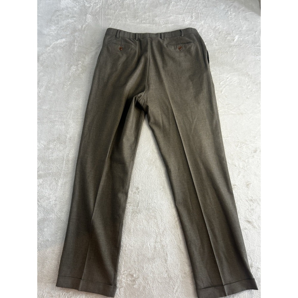 Brooks Brothers 346 Dress Pants Mens 38x34 Brown Wool Pleated Cuffed Trousers - Picture 3 of 5